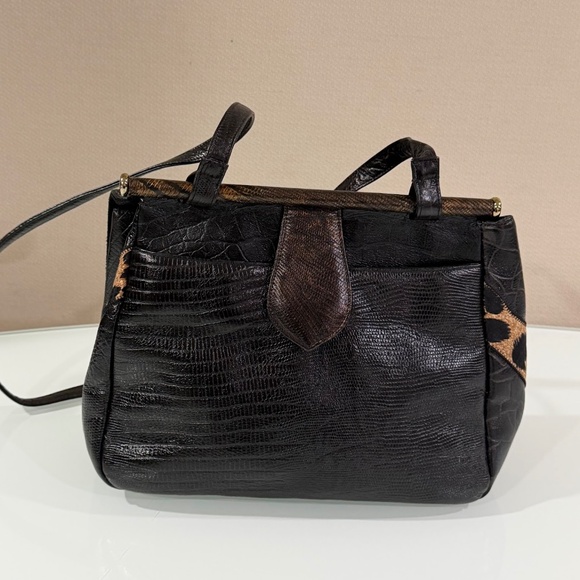 Sharif 80s Vintage Embossed Leather Leopard Print Rare Handbag Purse Bag - Picture 4 of 9